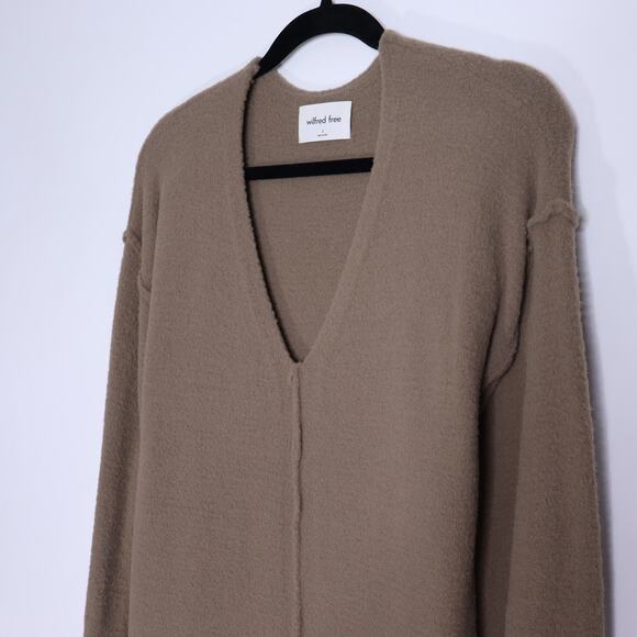 WILFRED FREE Hush Knit V Neck Sweater Shitake Chenille Plush Oversized Women's S - Picture 4 of 10